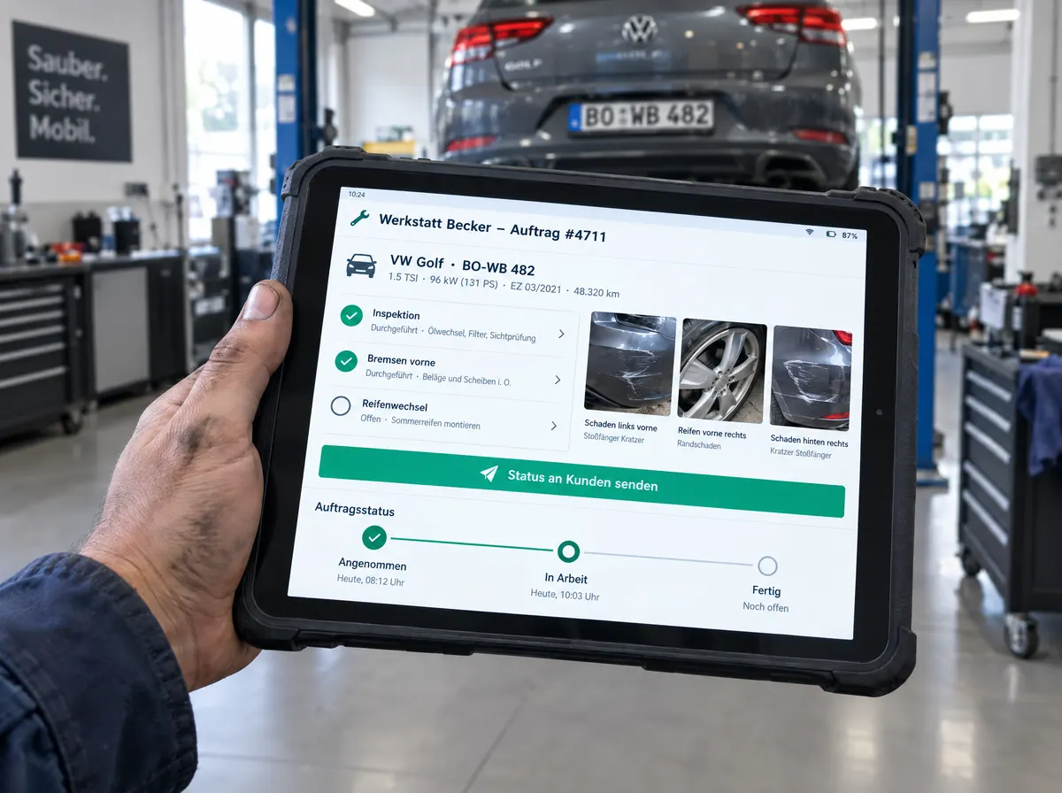 Kfz-Werkstatt & Autohaus — digital organisiert.